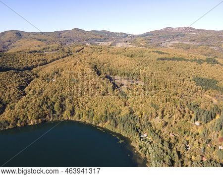 Aerial Autumn View Of Pasarel Reservoir, Bulgaria
