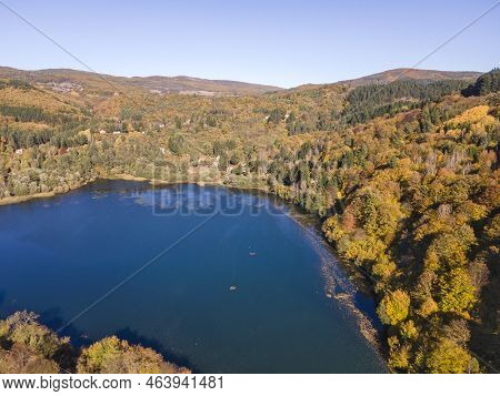 Aerial Autumn View Of Pasarel Reservoir, Bulgaria