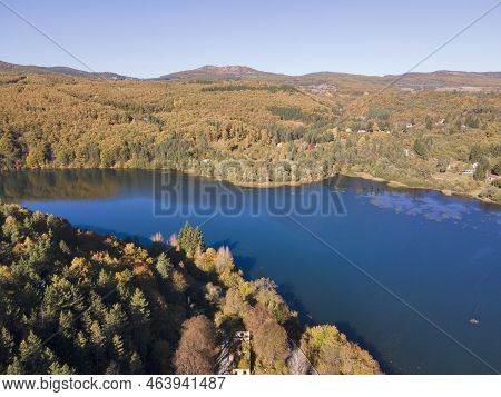 Aerial Autumn View Of Pasarel Reservoir, Bulgaria