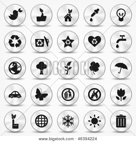 Aluminium ecologie pictogrammen set. Milieu symbolen
