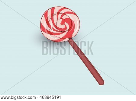 Sweet Lollipop Red Colors Isolated On White Background.