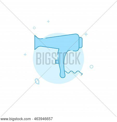 Hair Dryer, Fen Vector Icon. Flat Illustration. Filled Line Style. Blue Monochrome Design. Editable 