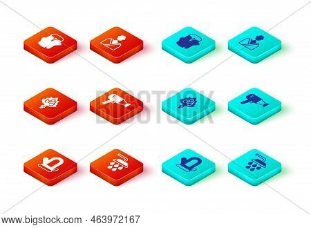 Set Sauna Mitten, Shower, Broom, Hair Dryer, Man In The Sauna And Wooden Log Icon. Vector