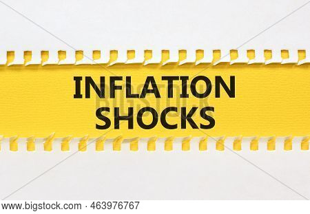 Inflation Shocks Symbol. Concept Words Inflation Shocks On Yellow And White Paper. Beautiful Yellow 