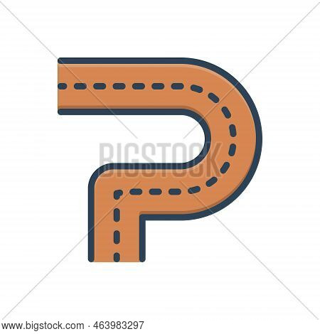 Color Illustration Icon For Turning Diversion Bends Flexion Quirk Inflexion Street Road Direction