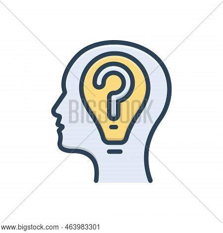 Color Illustration Icon For Thinking Brooding Musing Consideration Thought Guess Conjecture Opinion 