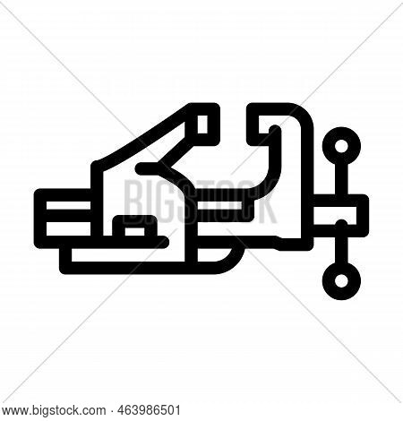 Bench Vice Line Icon Vector. Bench Vice Sign. Isolated Contour Symbol Black Illustration