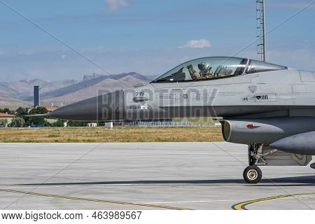 Konya, Turkiye - June 30, 2022: Pakistan Air Force General Dynamics F-16am Fighting Falcon (5g-15) T