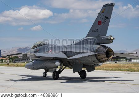 Konya, Turkiye - June 30, 2022: Turkish Air Force General Dynamics F-16c Fighting Falcon (4r-097) Ta
