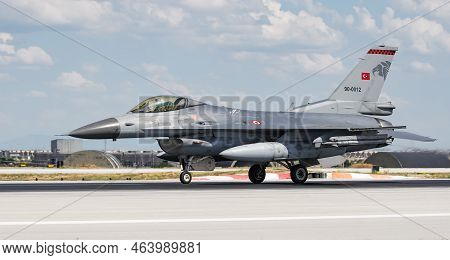 Konya, Turkiye - June 30, 2022: Turkish Air Force General Dynamics F-16c Fighting Falcon (4r-71) Tak