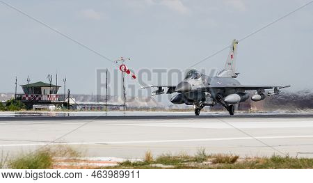 Konya, Turkiye - June 30, 2022: Turkish Air Force General Dynamics F-16c Fighting Falcon (4r-81) Tak
