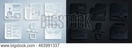 Set Dollar Plant, Failure Stocks Market, Business Finance Report, Briefcase, And Trading Courses Ico