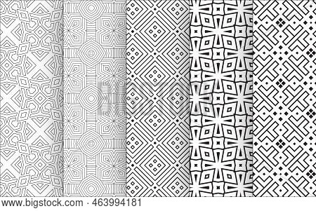 Geometric Pattern Coloring Pages With Seamless Elegant Design Black And White Vector Background Colo