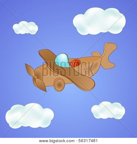 Little cute plane in the clouds