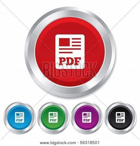 PDF file document icon. Download pdf button.