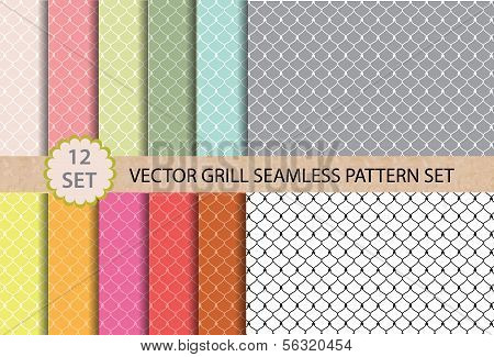 12 set Vector Grill Seamless Pattern