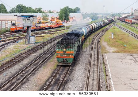 Ivanovo, Russia - June 29, 2013: View Of Railway Station In City Ivanovo In Summertime. Trains Of Th
