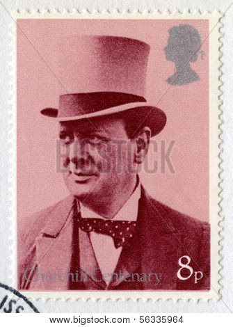 Britské poštovní známka připomínající sté výročí narození Churchill