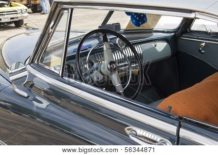 1952 Chevy Deluxe blauwe interieur
