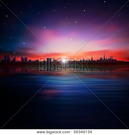 Abstract Background With Silhouette Of Tallinn