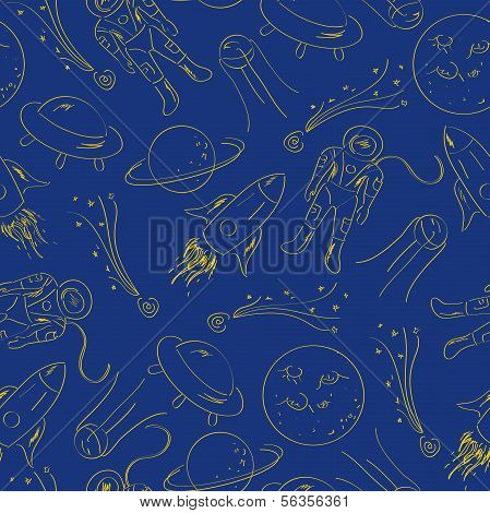 Seamless pattern, space  vector illustration