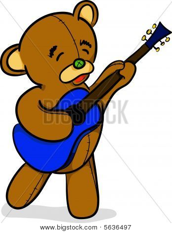 Teddy Bear auf der Gitarre spielen