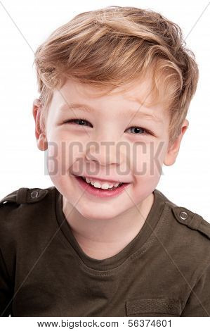 Happy Boy Looking Up Kamera.