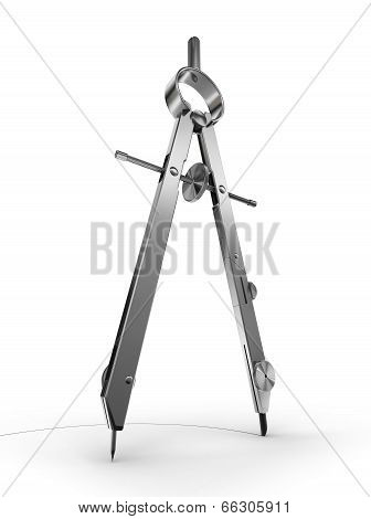 Drawing Compass On White Background