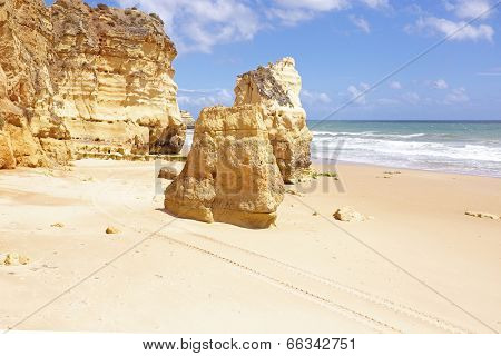 Natural rocks at Praia da Rocha in Portugal