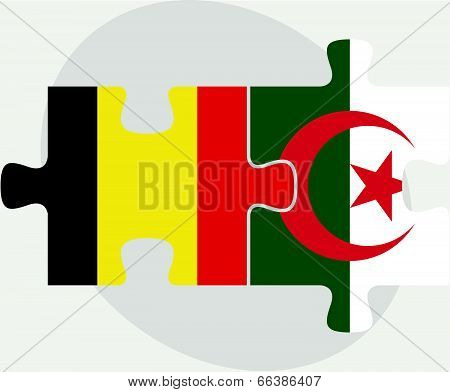 Belgian and Algerian Flags in puzzle isolated on white background