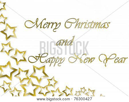Merry Christmas and Happy New Year Golden Stars background
