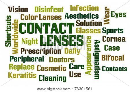 Contact Lenses word cloud on white background