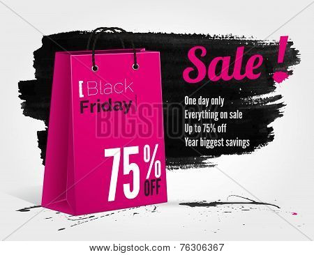 Black Friday watercolor banner with splashes