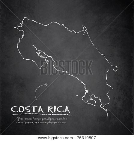Costa Rica map blackboard chalkboard vector