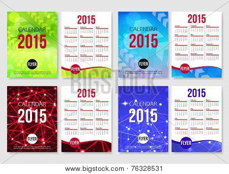 Set of 2015 calendar template brochure design.