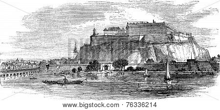 Petrovaradin Fortress In Novi Sad Serbia Vintage Engraving