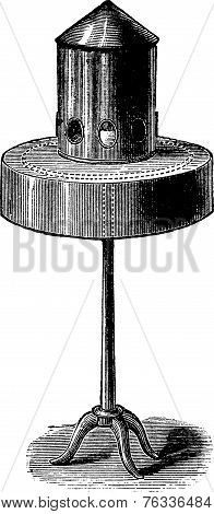 Pigeon Bird Feeder Or Bird Feeder, Vintage Engraving.