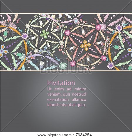 Vector Greeting Card Design. Ornamental Invitation Template.  Vi