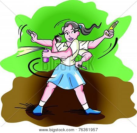 Self-defense, Illustration