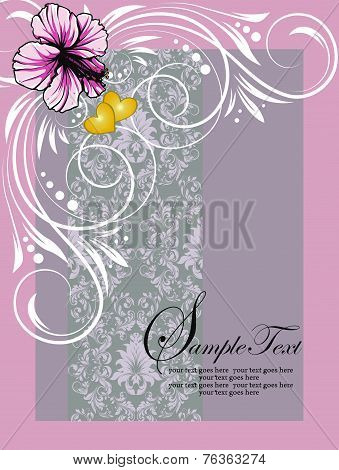Pink Swirly Floral Invitation Card
