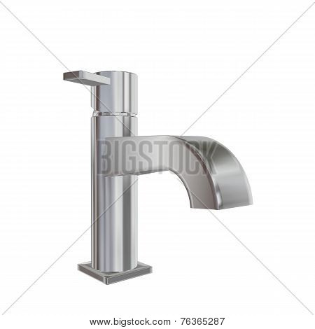 Modern Faucet With Chrome Or Stainless Steel Finishing, 3D Illustration