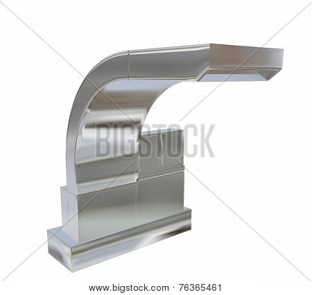 Modern Square Faucet With Chrome Or Stainless Steel Finishing, 3D Illustration