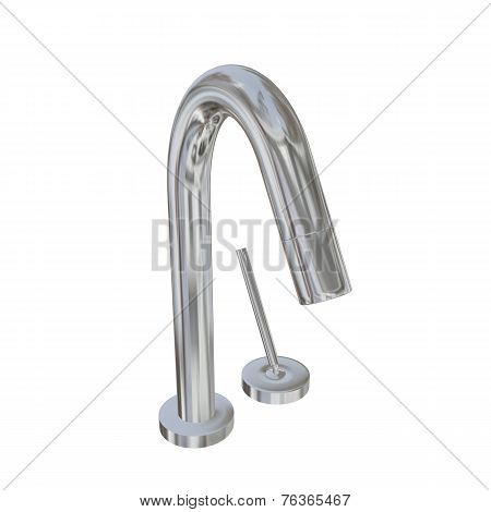 Modern Faucet With Chrome Or Stainless Steel Finishing, 3D Illustration