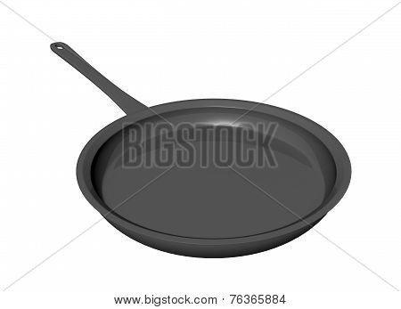 Black Teflon Coated Shallow Frying Pan, 3D Illustration