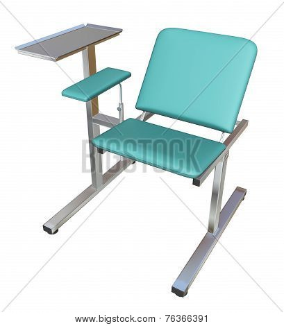 Adjustable Medical Examination Chair With Green Padding, 3D Illustration