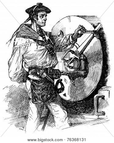 Gunner Navy, Vintage Engraving.