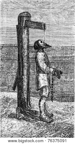 Struzzo Peasant Came To Riga, Vintage Engraving.