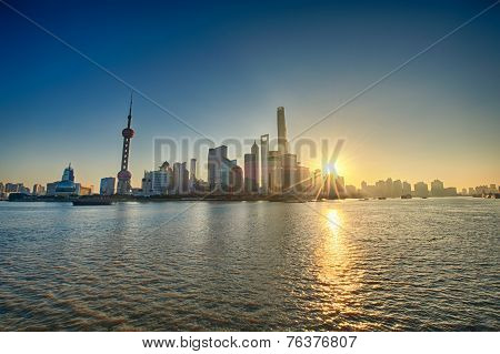 China Shanghai Pudong District Skyline