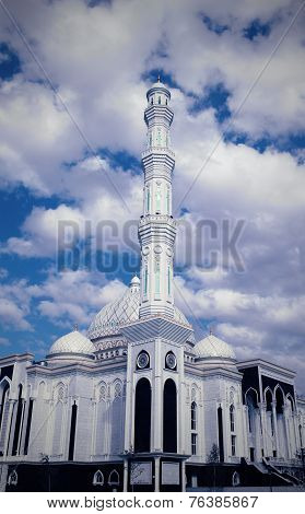 Fragment Of Mosque Against Cloudy Sky.