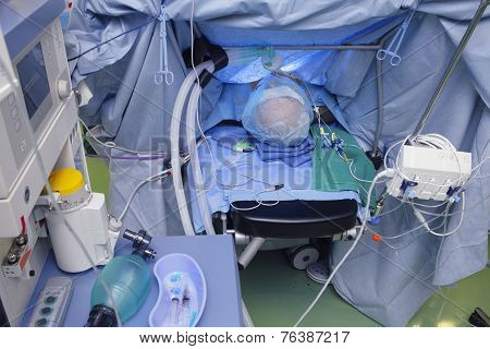 In The Operating Room. Workplace Of Anesthesiologist.